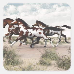 Sticker Carré Courez comme le vent - Galloping Paint Horses