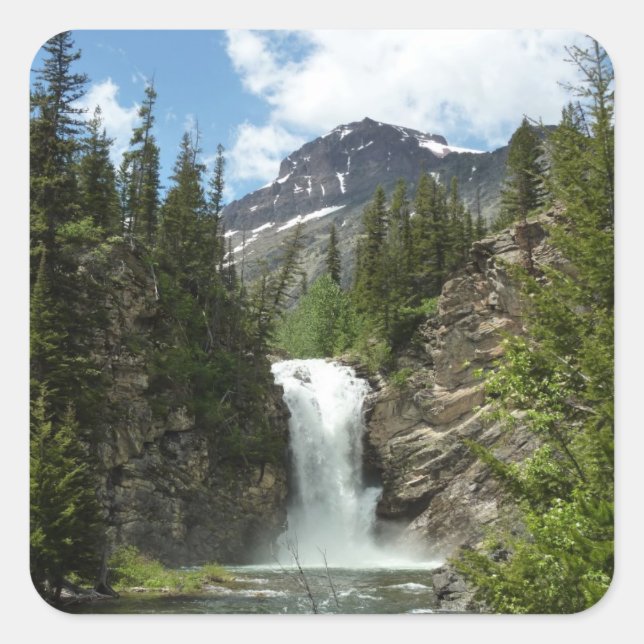 Sticker Carré Courir Eagle Falls au parc national des Glaciers (Devant)