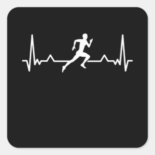Sticker Carré Courir Heartbeat Runner Drôle Cadeau
