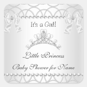 Sticker Carré Couronne Blanche Argentée pour Bébé Princesse Fill