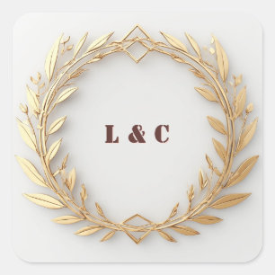 Sticker Carré Couronne de laurier dorée Cadre en arc gothique ✨