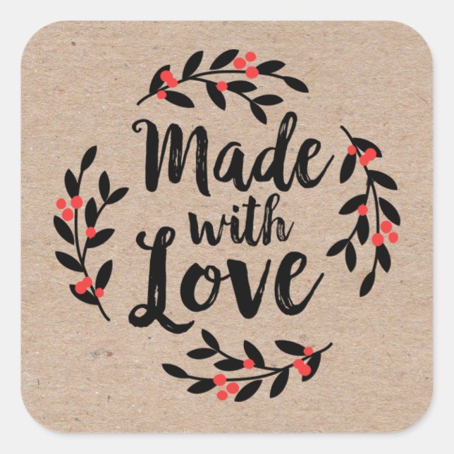 Sticker Carré Couronne de Noël Fabriquée avec papier Kraft d'amo (Devant)