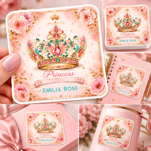 Sticker Carré Couronne de princesse anniversaire