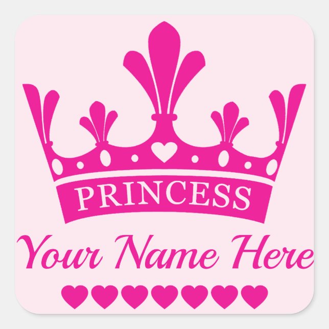 Sticker Carré Couronne rose princesse (Devant)