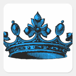 Sticker Carré Couronne royale dans le prince bleu-clair,