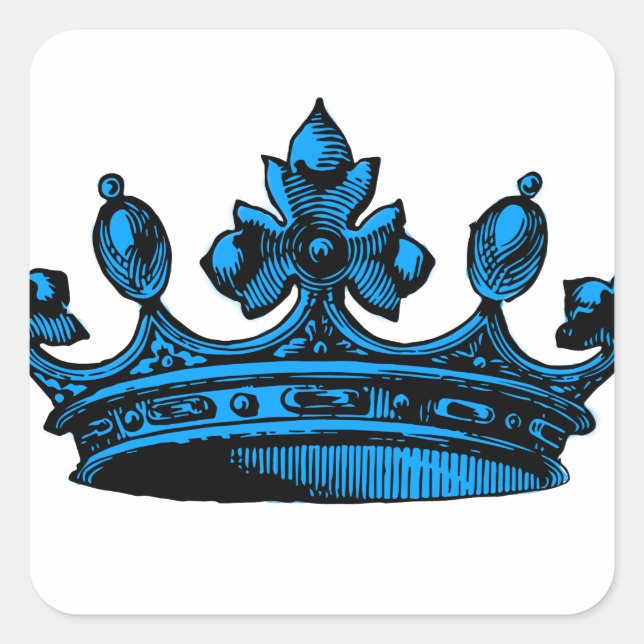 Sticker Carré Couronne royale en bleu clair Prince, Princesse, R (Devant)