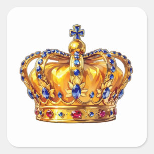Sticker Carré Couronne royale en or