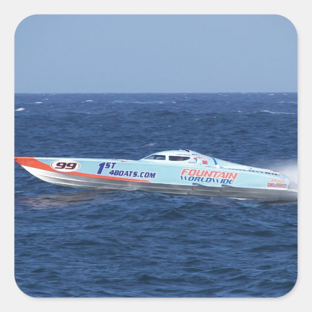 Sticker Carré Courroie de bateau à moteur offshore (Devant)