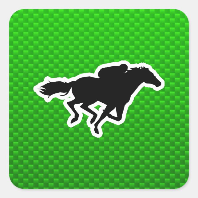 Sticker Carré Course à cheval verte (Devant)