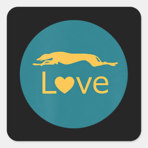 Sticker Carré Course à la retraite Greyhound Love