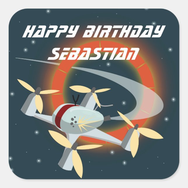 Sticker Carré Course de drones (Devant)