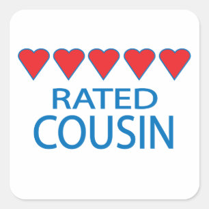Sticker Carré Cousin à cinq coeurs