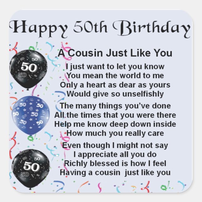 Sticker Carré Cousin Poem 50e anniversaire (Devant)