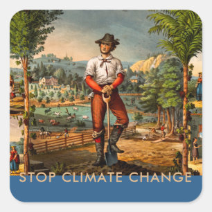Sticker Carré Coutume Arrêter le changement climatique Jardinage