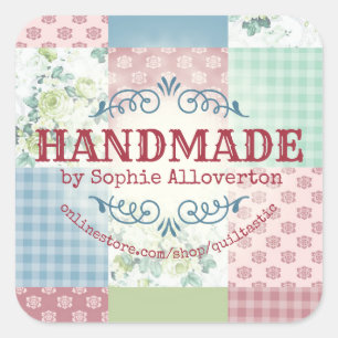 Sticker Carré couture à couture de courtepointe en patchwork ros