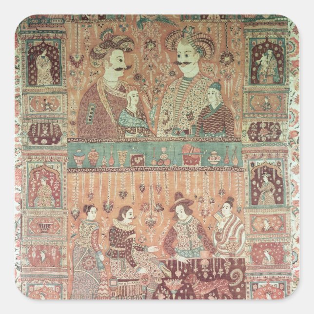 Sticker Carré Couvre-lit représentant des potentats indigènes (Devant)
