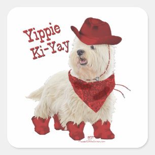 Sticker Carré Cow-boy en bottes