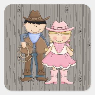 Sticker Carré Cow-boy et Cow-girl