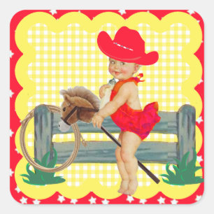 Sticker Carré Cow-girl occidentale de partie sur des