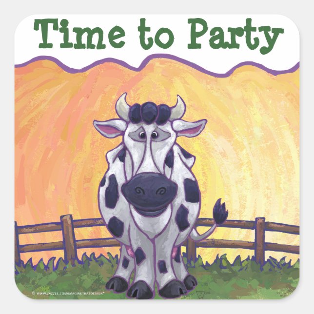Sticker Carré Cow Party Centre (Devant)