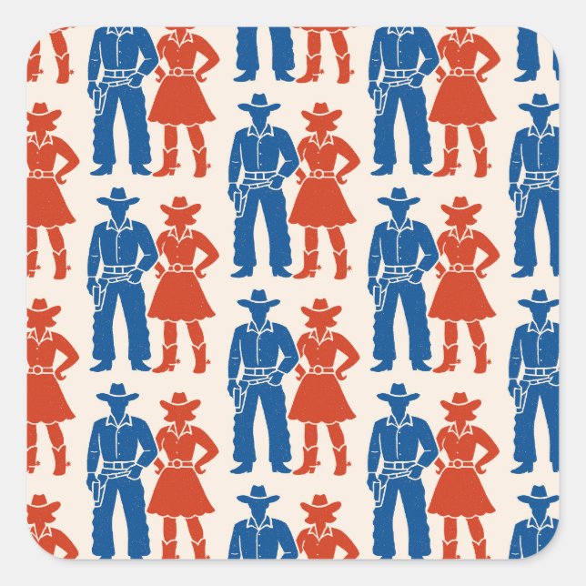 Sticker Carré Cowboy & Cowgirl Americana (Devant)