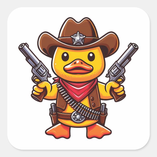 Sticker Carré Cowboy Duck Sheriff (Devant)