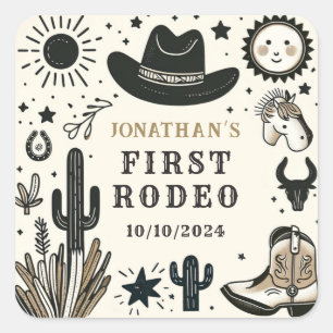 Sticker Carré Cowboy Wild Western Premier Rodéo Premier annivers