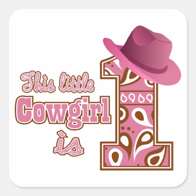 Sticker Carré Cowgirl 1er anniversaire (Devant)