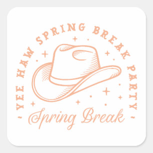 Sticker Carré Cowgirl de la fête de printemps thème de la preppy