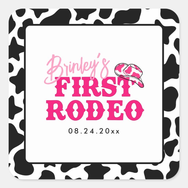 Sticker Carré Cowgirl Disco Rose Premier Rodéo (Devant)