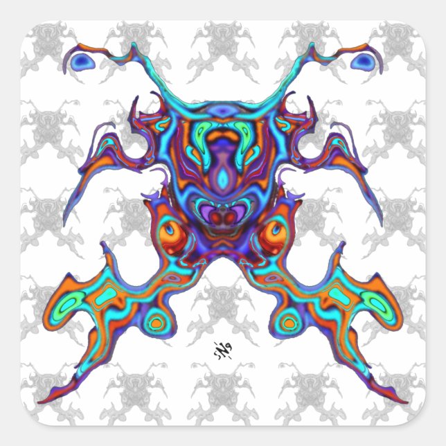 Sticker Carré Crabe guerrier masqué alien insectoid v2 (Devant)