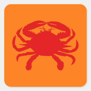 Sticker Carré Crabe Orange Rouge