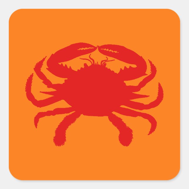 Sticker Carré Crabe rouge orange (Devant)