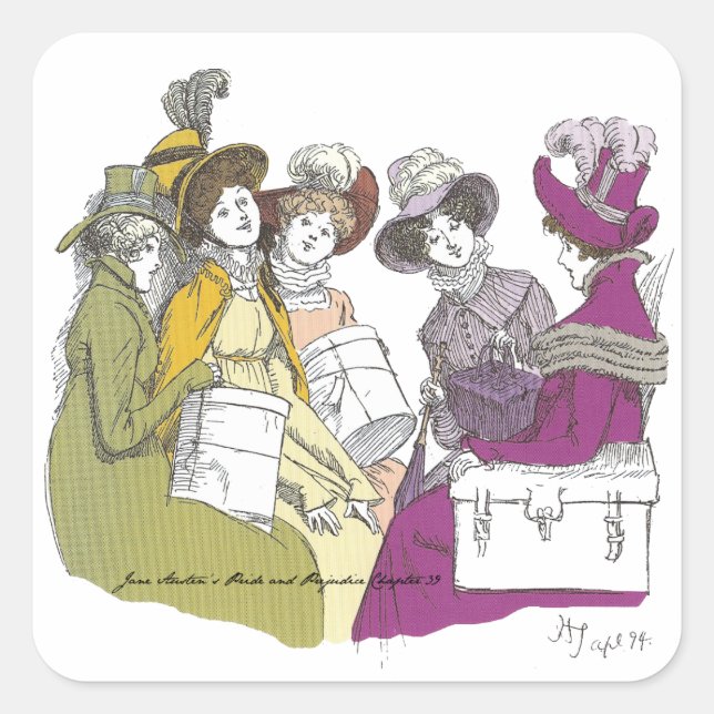 Sticker Carré Crammed In, Jane Austen, Fierté et Préjugés (Devant)