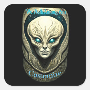 Sticker Carré Crâne Alien Tête Thunder_Cove