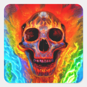 Sticker Carré Crâne couleur