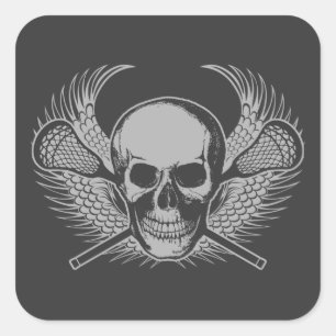 Sticker Carré Crâne de lacrosse - gris