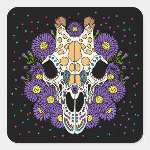Sticker Carré Crâne de l'Aster et de la Giraffe de septembre