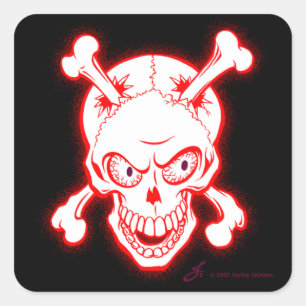 Sticker Carré Crâne de tête