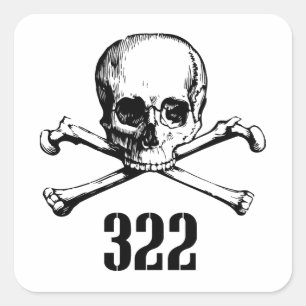 Sticker Carré Crâne et os 322
