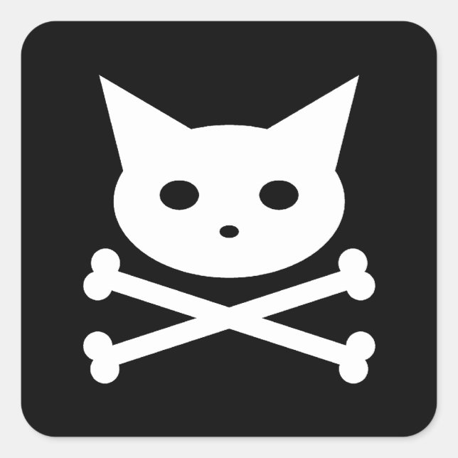 Sticker Carré Crâne Kitty (Devant)