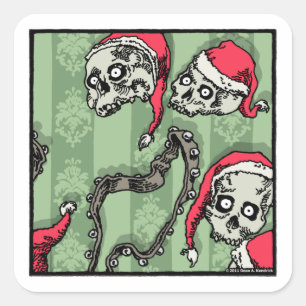Sticker Carré Crânes Jingle - Pop Goth Holiday