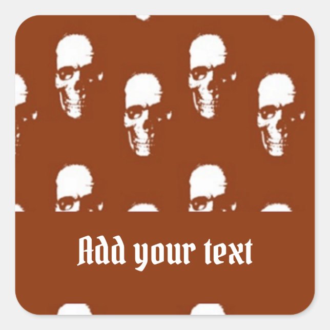 Sticker Carré Crânes sur les couleurs marron (Devant)