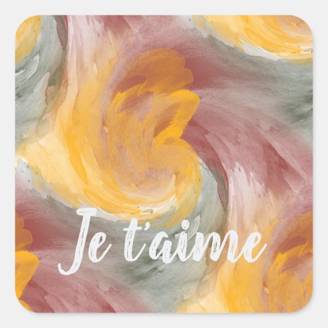 Sticker Carré Cravate-teinture orange vert peint Aquarelle dans  (Devant)