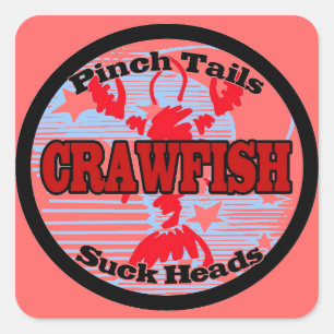 Sticker Carré Craw Dat ! Fleur de Lis, Crawfish, Craw Dat