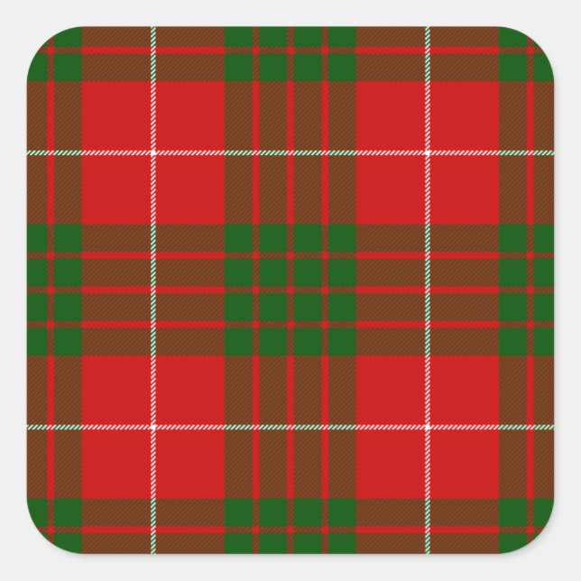 Sticker Carré Crawford tartan rouge vert plaid (Devant)