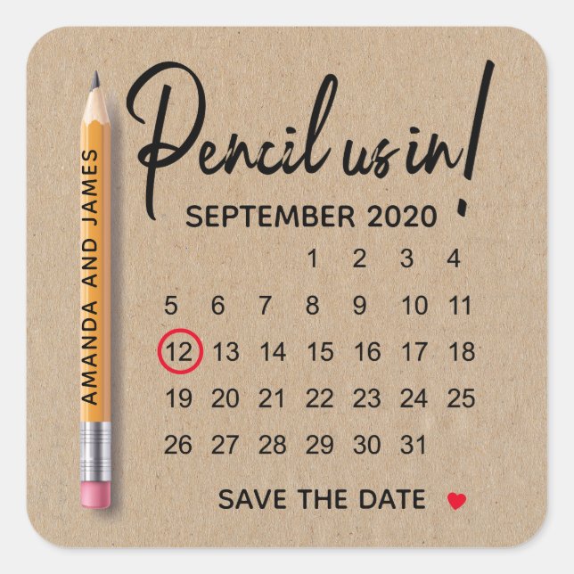 Sticker Carré Crayonnez-nous sur la carte calendrier en carton É (Devant)