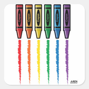 Sticker Carré Crayons arc-en-ciel