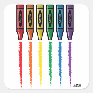 Sticker Carré Crayons arc-en-ciel