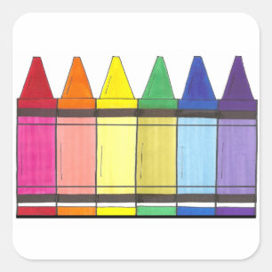 Sticker Carré Crayons arc-en-ciel coloré École d'art Enseignant
